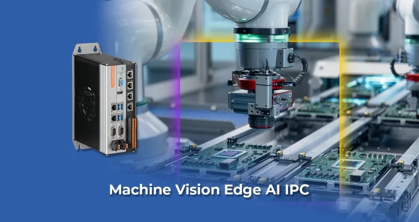 Edge AI industrial PC for machine vision with robotic inspection system