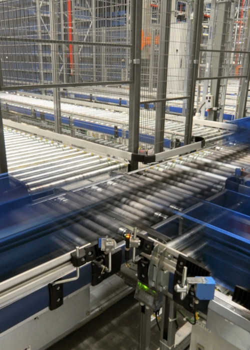 automated industrial conveyor system for material handling and production flow