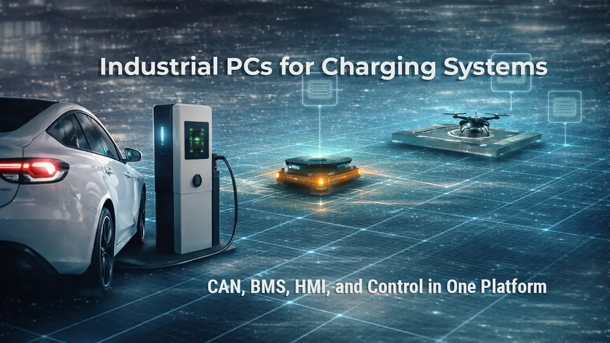 Industrial PCs for charging systems with CAN, BMS, HMI, and control in one platform