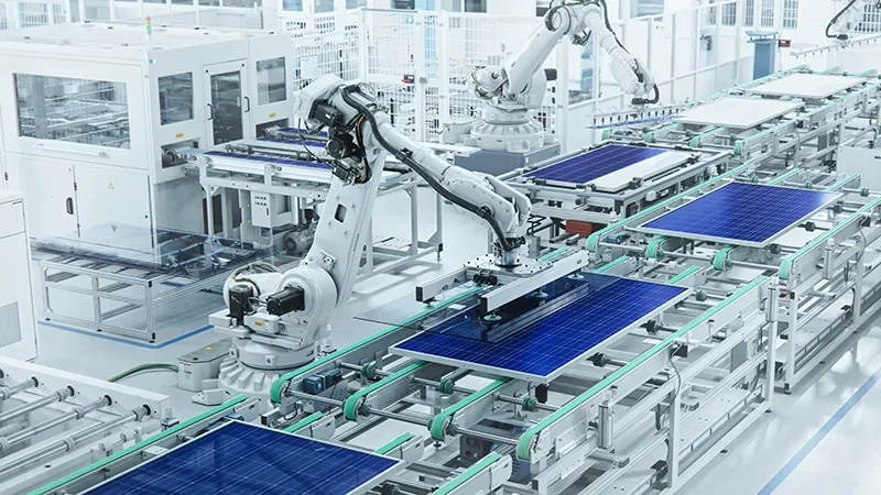 Smart factory automation line using AI machine vision systems