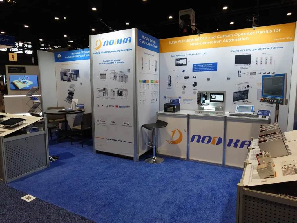 NODKA industrial PC solutions display for machine builders and system integrators at Automate 2026
