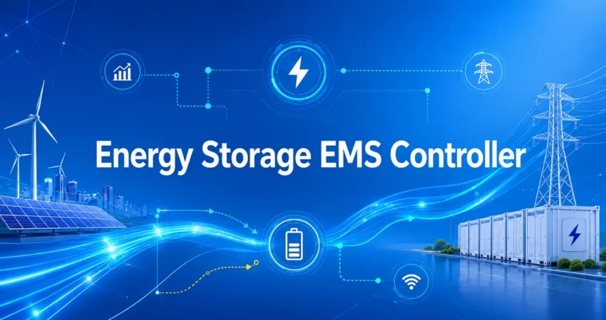 Energy storage EMS controller connecting renewable power, battery storage and the electrical grid